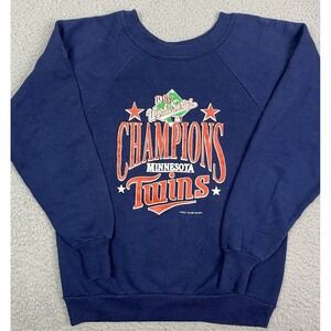 Vintage Minnesota Twins Sweater‎ MLB Baseball World Series Kids Youth Large Crew